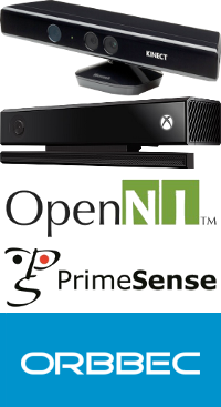 Kinect V1, V2 and Primesense/OpenNI logo